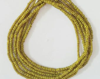 3 40-Inch Strands, African Waist Beads Belly Jewelry, Yellow, Bracelets Necklace Anklet