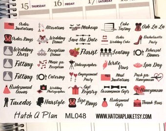 Wedding Planner Stickers | Fits Erin Condren Life Planner | Fits Happy Planner | Wedding Stickers | Weddings | ML048