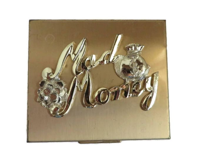 Mad Money Gold Tone Coin Compact Vintage Petty Cash Change Box Collector's Compact