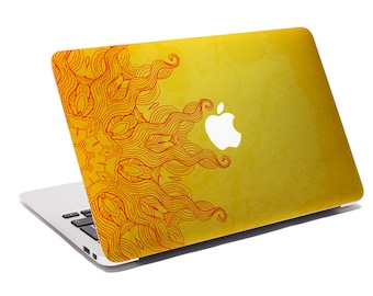 Macbook Decal Golden Sun / Custom Creative Sticker for Computer / Bohemian Design / Apple Logo 272.237.783