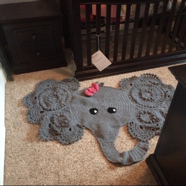 Crochet Elephant Rug Elephant Baby Shower Elephant Decor
