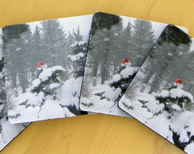 SANTA COASTER Gift Set, Photographic Reproduction, Dining and/or Office Decor, Holiday Gift Idea