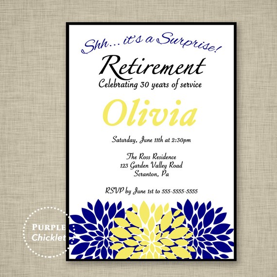 Surprise Navy Retirement Party Invitation Navy Blue Yellow Surprise Navy Retirement Party Invitation Navy Blue Yellow