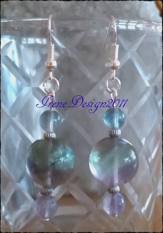 Handmade Silver Earrings with Fluorite by IreneDesign2011
