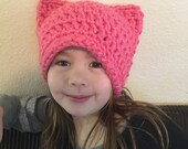 Women's Adult Honolulu Pink Pussy Hat Project - cat Hat - Kitty Beanie - women's March - Pussy Beanie - Cat Beanie