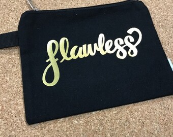 Black Make-up Bag with Gold Metallic Design