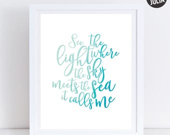 Disney Moana Print / Where the Sky Meets the Sea it Calls Me / Moana Quote / Disney's Moana / Printable / Instant Download