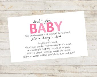 Baby Shower Printable, Baby Shower Bring a Book Card, Bring a Book Instead of a Card, Bring a Book Baby Shower Insert Pink Shades