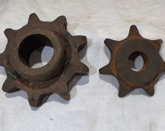 Old Rusty Pair of Gears, Cogs, or Sprockets, Industrial Factory Salvage