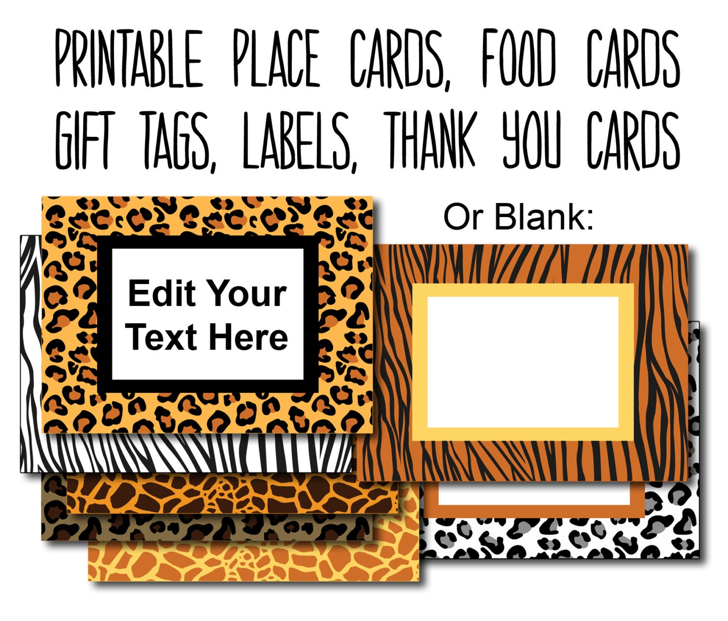 safari baby shower printable food labels editable tags