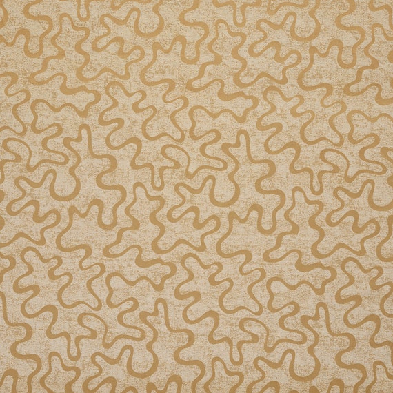 Gold Abstract Large Squiggly Pattern Contemporary Upholstery