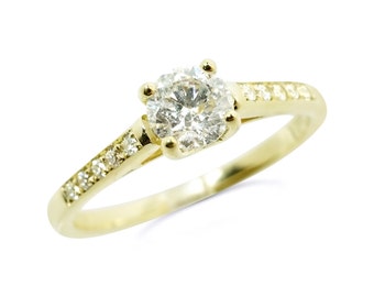 1/2 carat Engagement Diamond Ring-Solitaire diamond ring-14K Yellow Gold Ring-Women Jewelry-promise ring-Anniversary Gift-for her