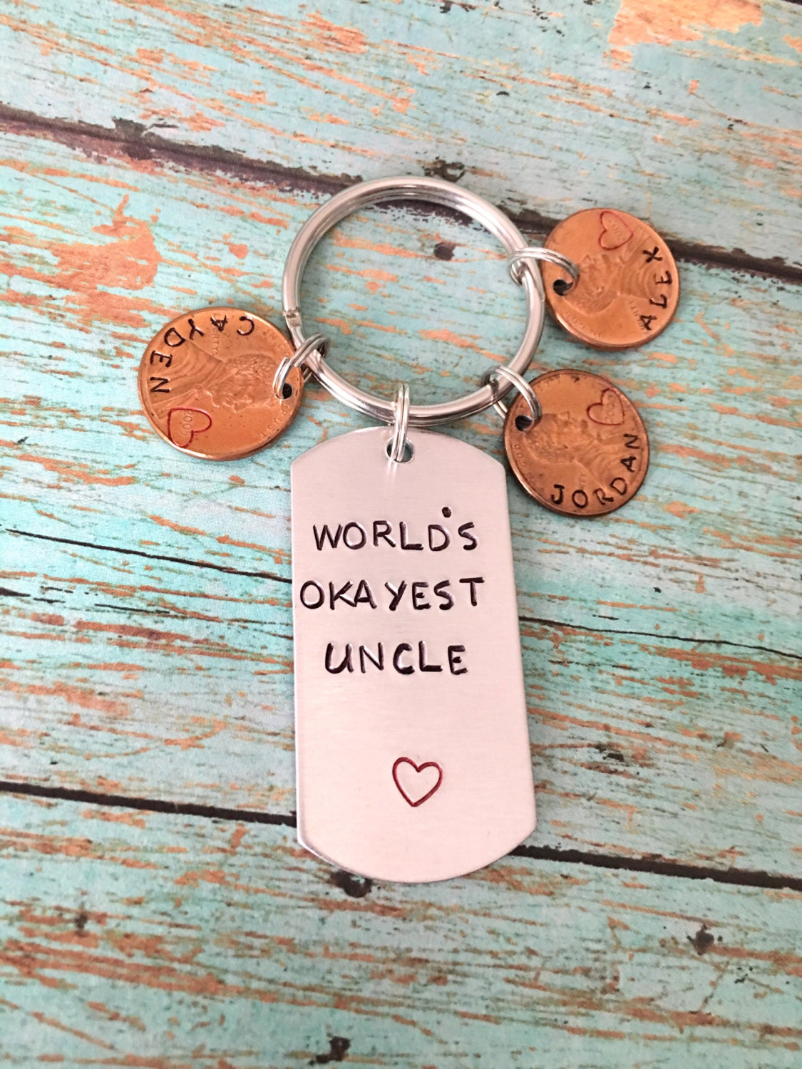 Personalized Uncle Keychain Gift For Uncle Hand Stamped