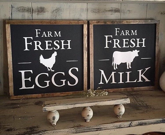 Download Set of 2 Farm Fresh Milk/Eggs Farmhouse Sign