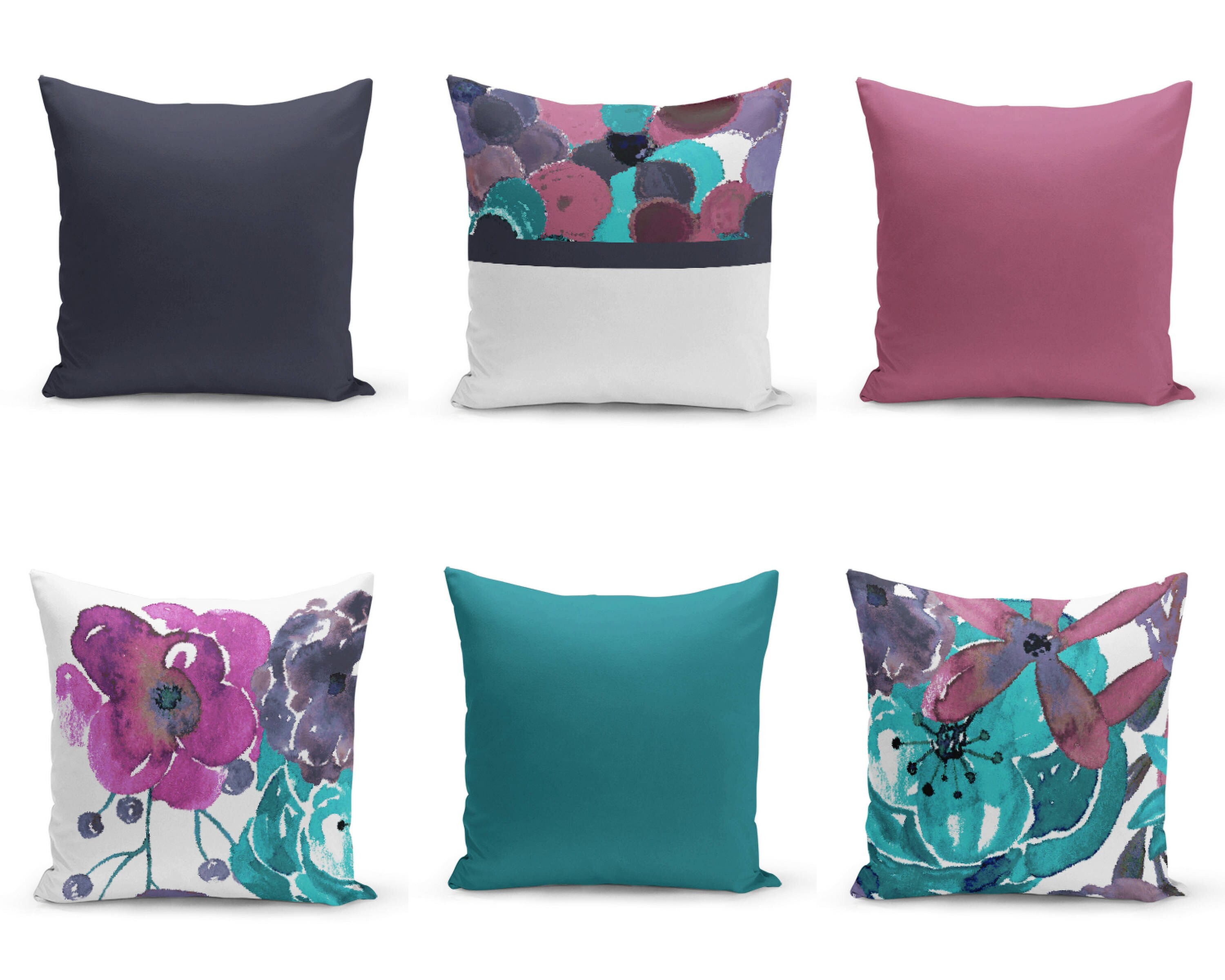 Throw Pillow Covers Purple Teal Mix and Match Decorative
