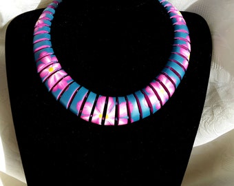 Polymer Clay Necklace,Beaded Necklace, Clay Beads Necklace, Flower Necklace, OOAK