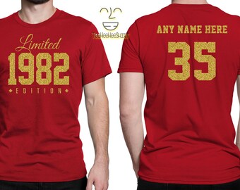 1982 GOLD Limited Edition 35th Birthday Party Shirt, 35 years old shirt, limited edition 35 year old, 35th birthday party tee shirt
