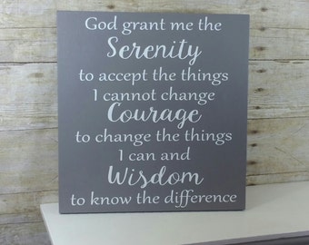 Serenity Prayer Wood Sign - Serenity Prayer Art - God Grant Me the Serenity - Inspirational Art - Recovery Gift - Spiritual Art - NA AA Art
