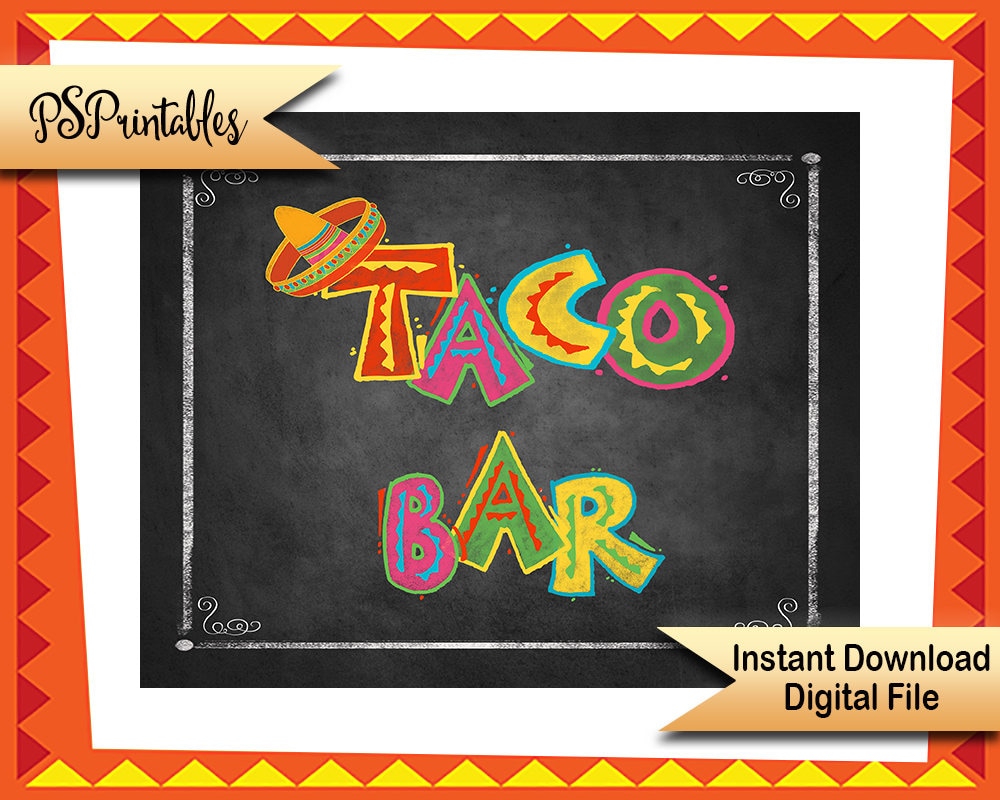Printable Taco Bar Sign Fiesta Taco Buffet Sign Build your