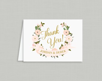 Wedding Thank You Cards / Garden Floral Crest Invitation Suite / Blush Floral Weddings / #1102