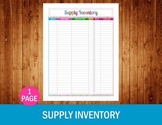 Supply Inventory Instant Download PDF Printable