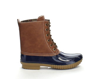 Navy Monogrammed Duck Boots