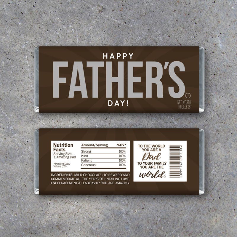 Happy FATHER'S DAY Candy Bar Wrappers Printable Instant