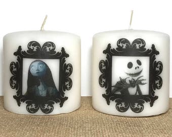 Jack and Sally Candle Set, Nightmare Before Christmas Candle, Jack Skellington, Sally, Halloween, Candle Set, Tim Burton, Candles