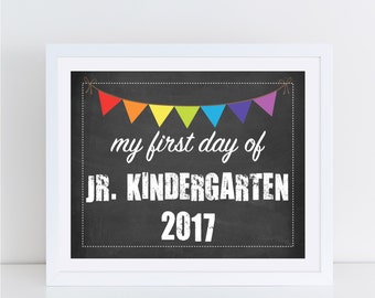 Chalkboard Sign - Back to School Sign - First Day of Junior Kindergarten - My First Day of School - Jr. Kindergarten - Photo Prop - 8x10