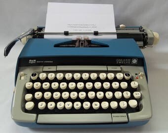 Vintage, WORKING, 1960s Smith Corona Galaxie Twelve, Two Toned Blue,Portable Manual Typewrite, Vintage Office Decor