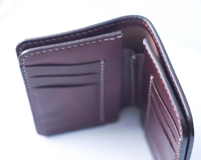 Horween Leather Middle Wallet/ Middle Leather Wallet/Trucker Wallet/Mens Biker Wallet/Bifold Leather Wallet