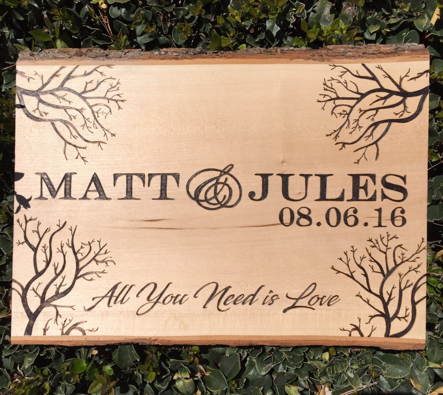 Wood Burned Wedding/Anniversary Gift Personalized Plaque