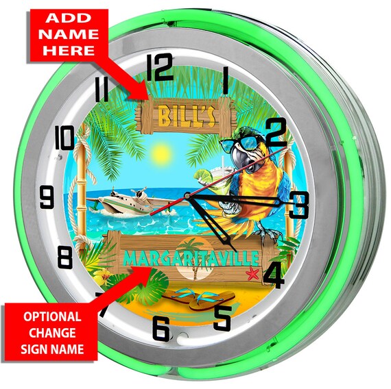 Personalized Margaritaville Double Neon Clock