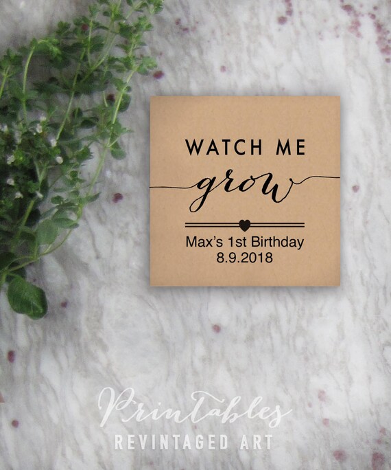 Watch Me Grow Tags Printable Editable Favor Tag // Baby