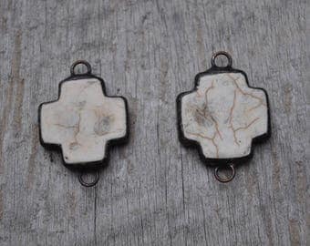 Small White Turquoise Cross Connector