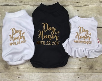 Wedding Dog Maid of Honor Dress or Shirt, Monogram Dog Shirt, Getting Married, Dog of Honor, Small Dog Dress, Wedding Dress