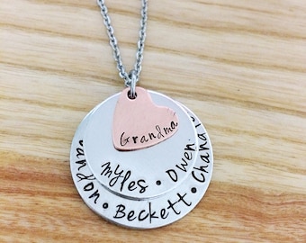 new grandma gift, grandma necklace, grandma to be, necklace, jewelry, hand stamped necklace, personalized grandma gifts, great grandma gifts