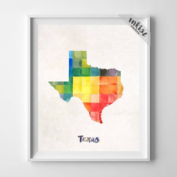 Texas Map Print Austin Print Texas Poster Dallas Map