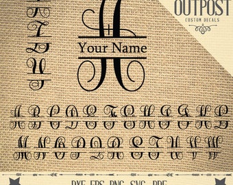 Split Vine Monogram Svg, Eps, Png, Dxf Files; Split Monogram Font,Silhouette Files, Cricut, Svg Files, Split Letter Vine Monogram Font Svg