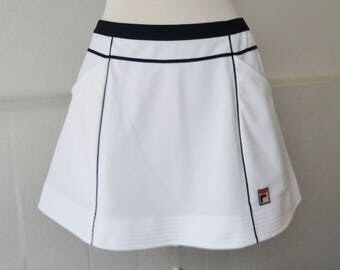 White Fila Vintage Tennis Skirt // Size 42 - 10 // Made In Italy