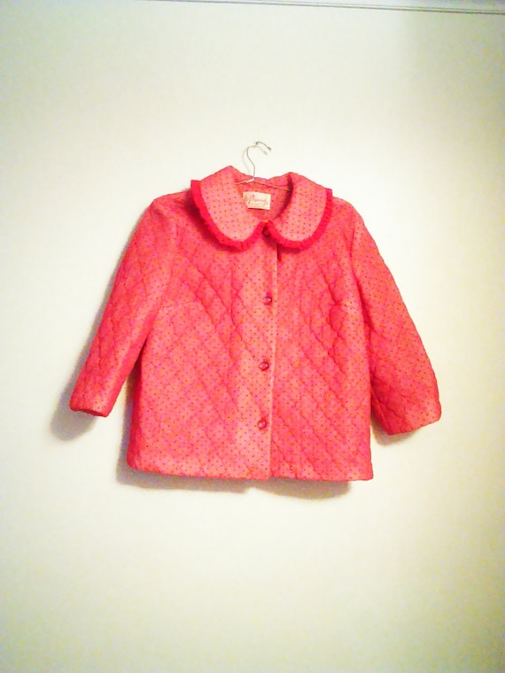 Vintage 50's Rhapsody Red Dot Quilted Coat / Mad Men