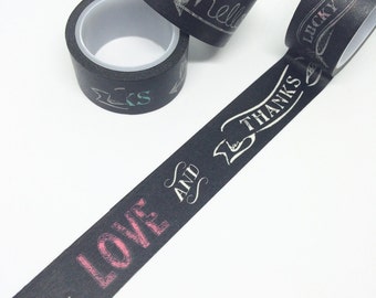 Thanks Hello Black Washi Tape 20mm x 5m