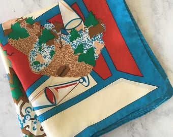 Vintage Mumm Champagne Scarf, Large Silk Scarf | silk twill scarf, grape vine, grape leaves, champagne glasses, made in France, Pierre Pirot