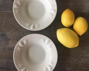 White Ironstone Bowls - set of 2, Red Cliff Grape fruit bowls | vintage Red Cliff china, white ironstone bowl, all white dinnerware