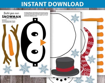 Build a Snowman | Christmas Craft | Kid's Winter Activity | Pin the Nose on the Snowman | Holiday Party Game | Class Party | Download PDF
