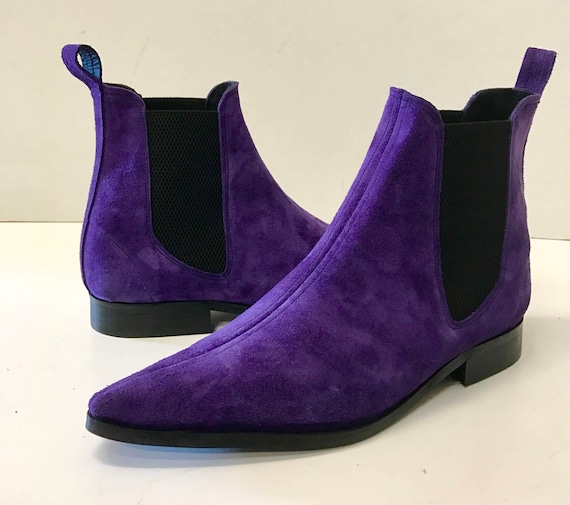 purple suede chelsea boots