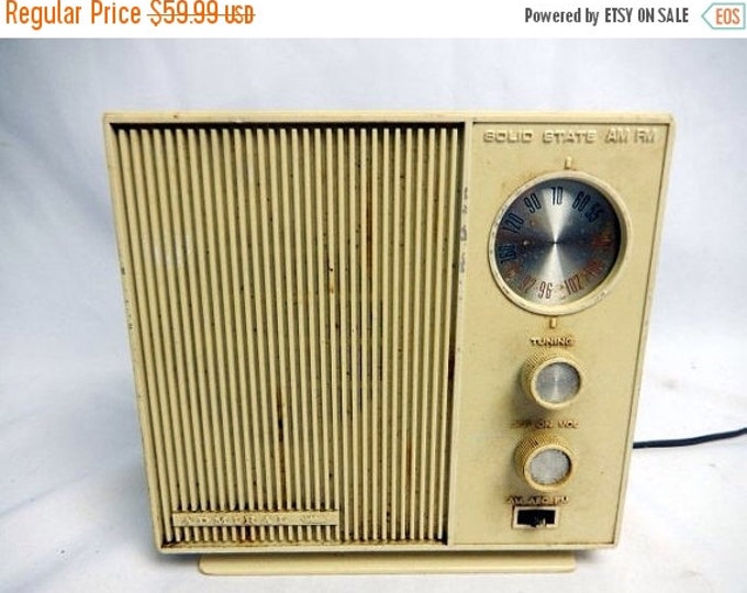 Storewide 25% Off SALE Vintage Admiral AM / FM Cream Colored Portable Original Radio Featuring All Original Parts & Design With Plastic Shel