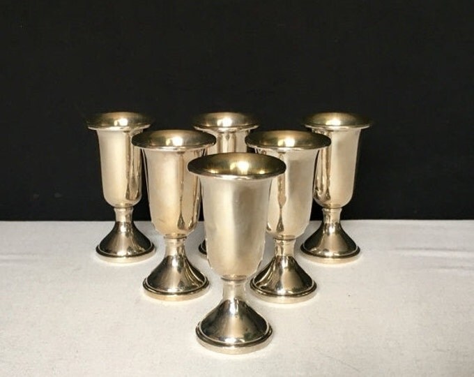 Storewide 25% Off SALE Vintage Service Of Six Web Sterling Silver Fluted Cordial Goblets Featuring Gold Washed Interior Finish