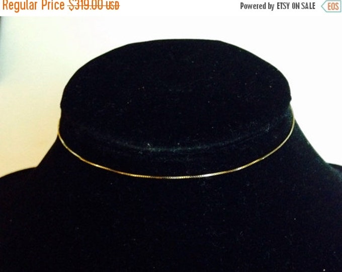 Storewide 25% Off SALE Vintage 14k Yellow Gold Box Chain Designer Ankle Bracelet Featuring Elegant Style Finish