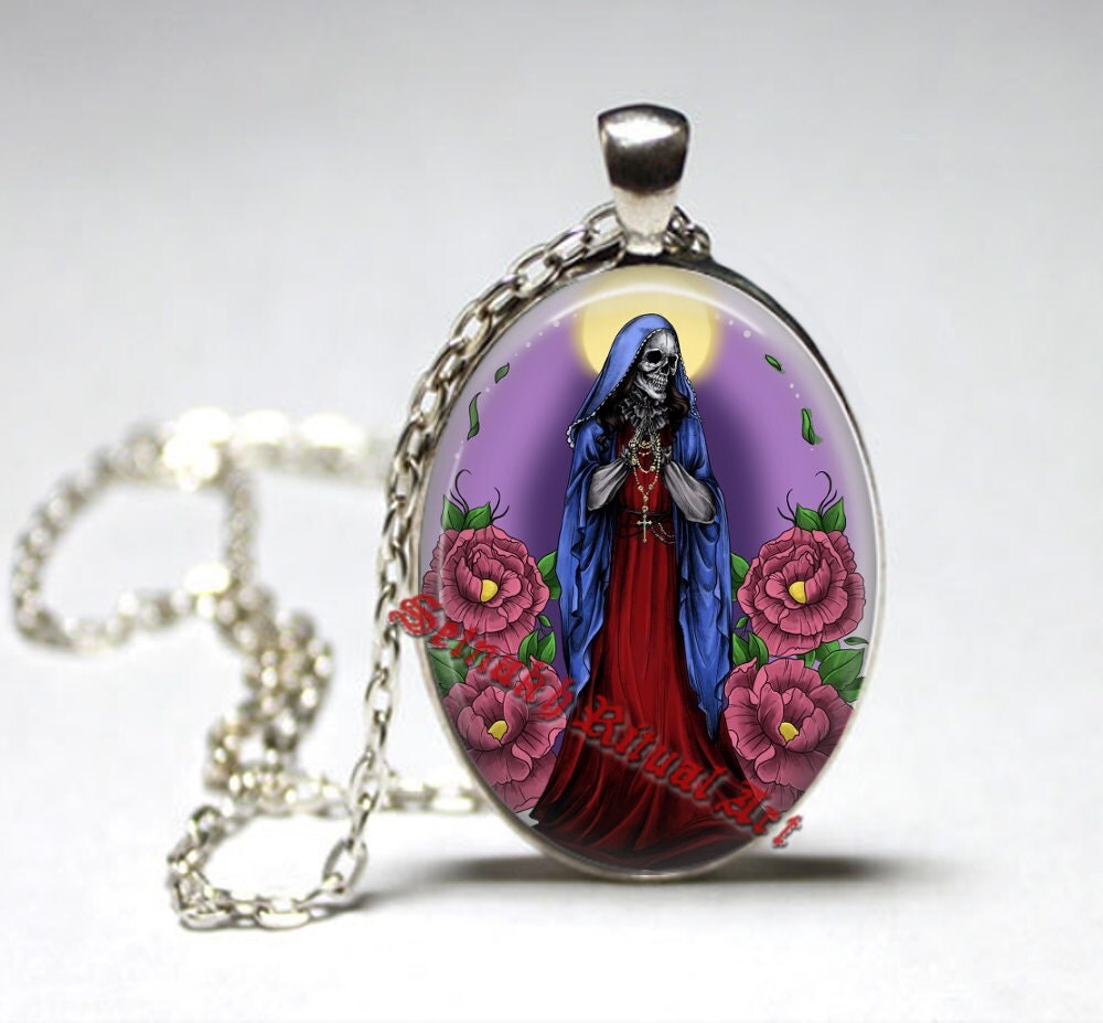 Santa Muerte pendant day of the dead necklace ritual altar